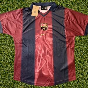 Nike FC Barcelona x Travis Scott Maroon and Navy Soccer Jersey | Medium